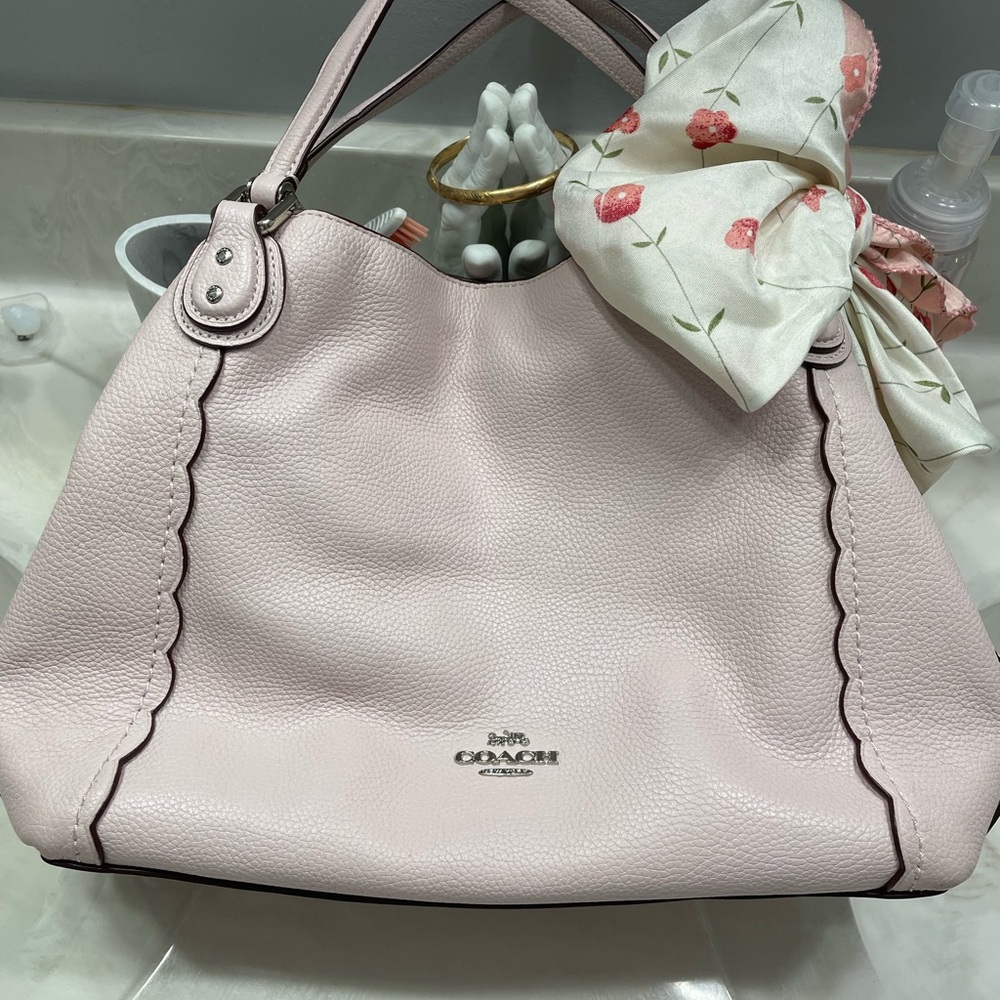 Coach Light Pink Leather Edie Shoulder Bag